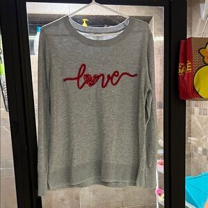 Gray Sweater with Red Love Design